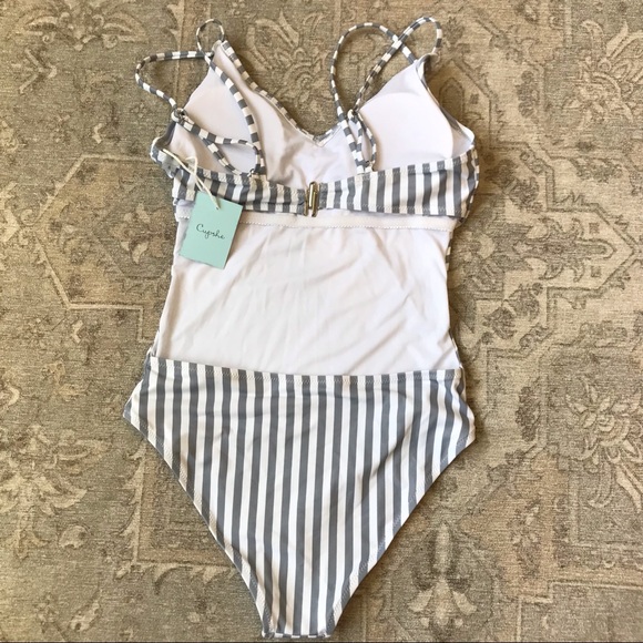 NWT CUPSHE Gray Stripe Monokini - Picture 4 of 10